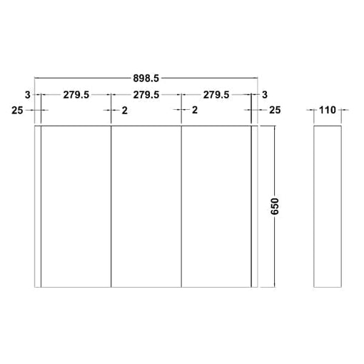 Nuie Non Illuminated Mirror Cabinets, Nuie Nuie Parade 3 Door Non Illuminated Mirrored Cabinet 900mm Wide - White