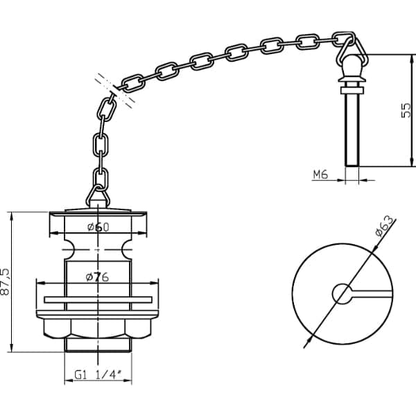 Nuie Basin Wastes Nuie Plug And Chain Basin Waste - Chrome