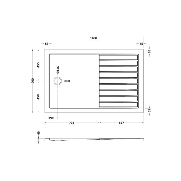 Nuie Walk-In Shower Trays,Shower Trays,Nuie Nuie Rectangular Walk-In Shower Tray - Slate Grey
