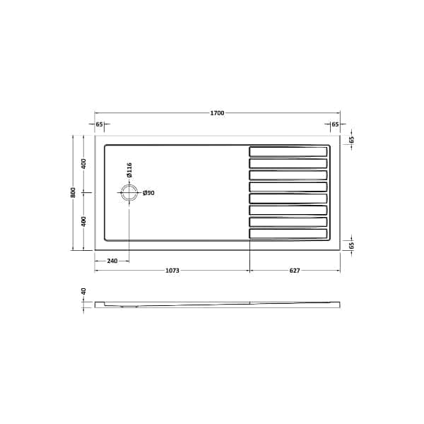 Nuie Walk-In Shower Trays,Shower Trays,Nuie Nuie Rectangular Walk-In Shower Tray - Slate Grey