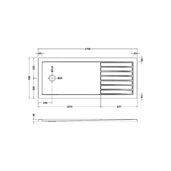 Nuie Walk-In Shower Trays,Shower Trays,Nuie Nuie Rectangular Walk-In Shower Tray - Slate Grey