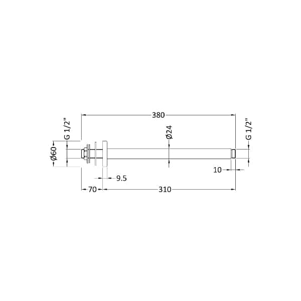 Nuie Shower Arms Nuie Round 310mm Long Ceiling Mounted Shower Arm