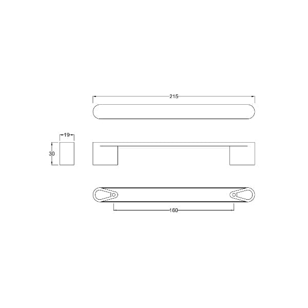 Nuie Other Furniture Accessories, Nuie Nuie Rounded Furniture Handle 215mm Wide - Chrome