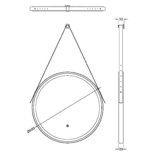 Nuie Illuminated Mirrors Nuie Salana Framed LED Illuminated Mirror With Touch Sensor - 600mm x 600mm