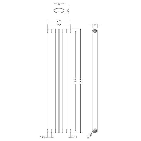 Nuie Vertical Designer Radiators,Modern Designer Radiators Nuie Salvia Double Panel Vertical Designer Radiator - 1500mm x 383mm