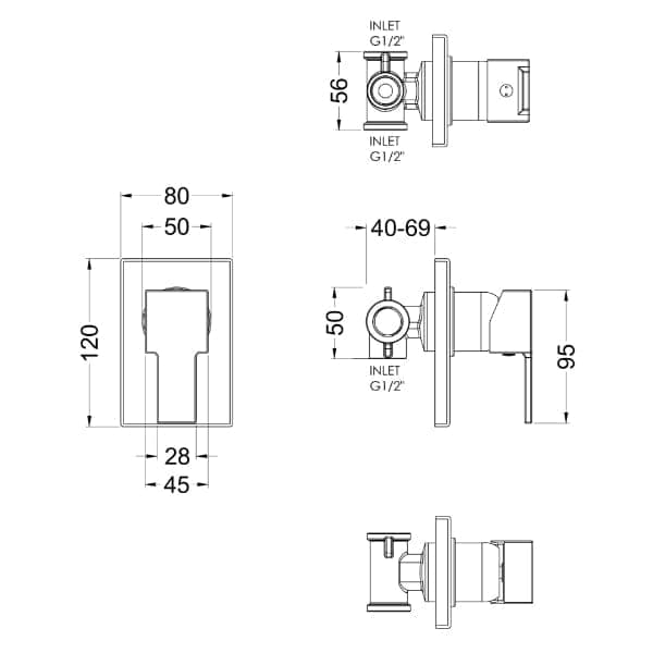 Nuie Manual Shower Valves Nuie Sanford Single Handle Manual Concealed Shower Valve - Chrome
