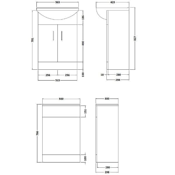 Nuie Floor Standing Vanity Units,Modern Vanity Units,Basins With Floor Standing Vanity Units, Nuie Nuie Saturn Floorstanding Combination Unit 1063mm Wide - Gloss White