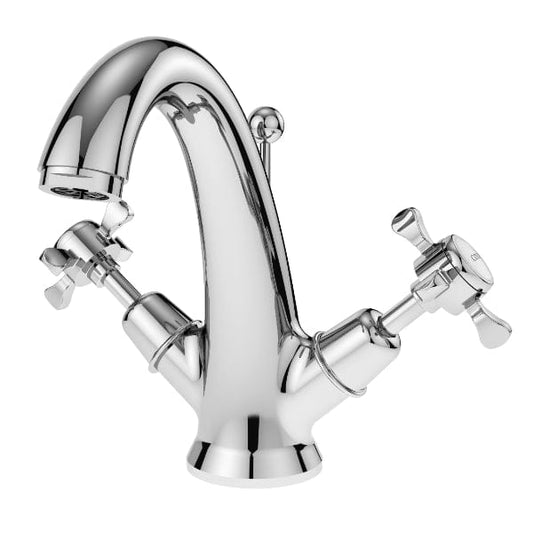 Nuie Basin Mixer Taps,Deck Mounted Taps,Traditional Taps Nuie Selby Xhead Mono Basin Mixer Tap with Pop Up Waste - Chrome