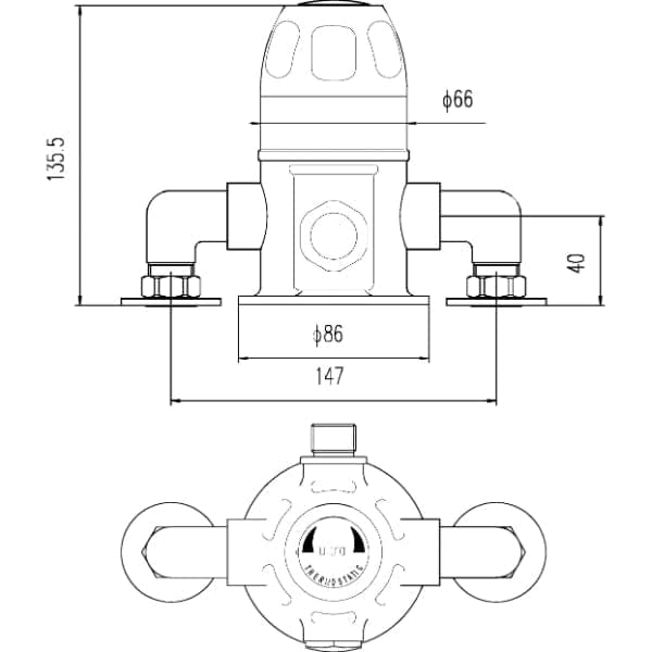 Nuie Exposed Shower Valves,Thermostatic Shower Valves Nuie Sequential Club Handle Thermostatic Exposed Shower Valve - Chrome