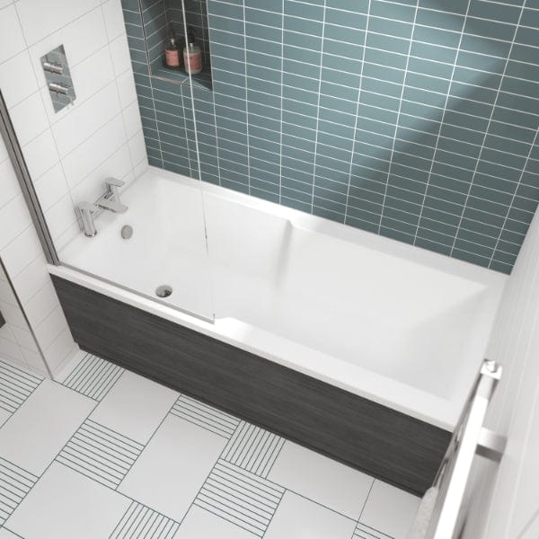 Nuie Shower Baths,Nuie,Modern Shower Baths Nuie Single Ended Shower Bath - 1700mm x 750mm - White