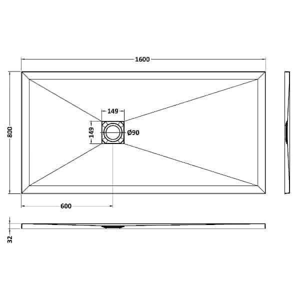 Nuie Rectangular Shower Trays,Shower Trays,Nuie Nuie Slimline Rectangular Shower Tray