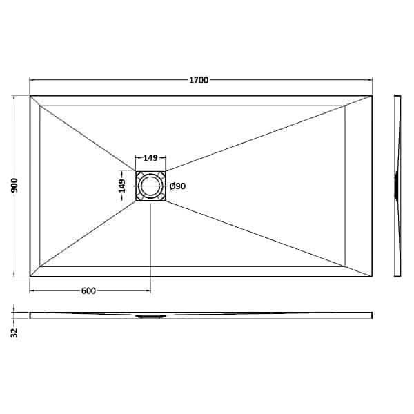 Nuie Rectangular Shower Trays,Shower Trays,Nuie Nuie Slimline Rectangular Shower Tray