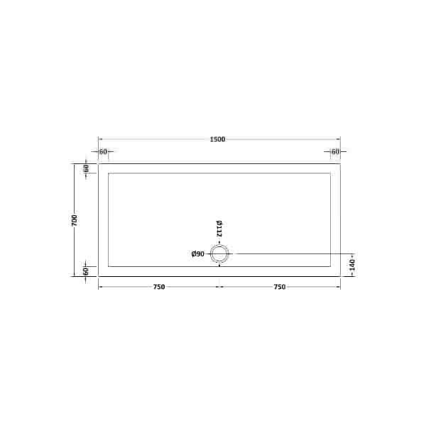 Nuie Rectangular Shower Trays,Shower Trays,Nuie Nuie Slip Resistant Rectangular Shower Tray - White