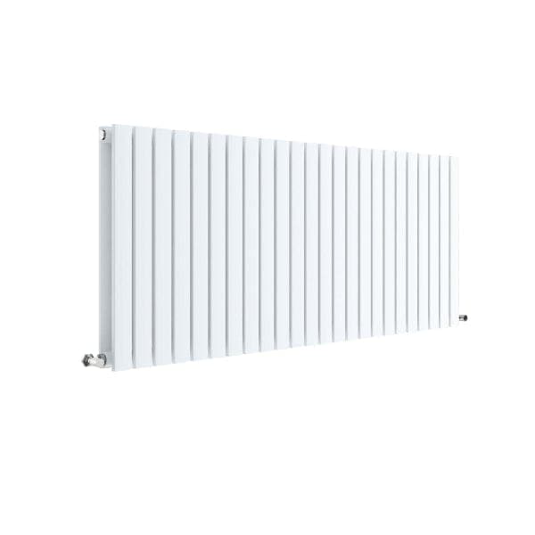 Nuie Horizontal Designer Radiators,Modern Designer Radiators Satin White Nuie Sloane Double Panel Horizontal Designer Radiator - 600mm x 1398mm