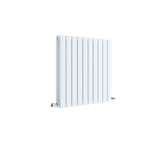 Nuie Horizontal Designer Radiators,Modern Designer Radiators Satin White Nuie Sloane Double Panel Horizontal Designer Radiator - 600mm x 586mm
