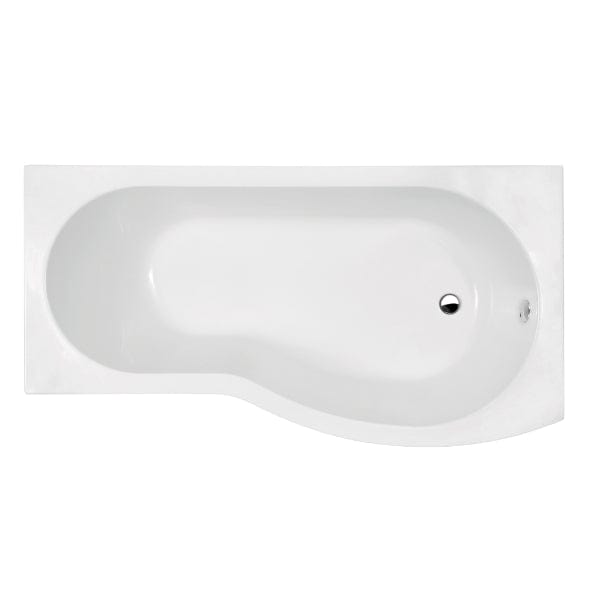 Nuie Shower Baths,Nuie,Modern Shower Baths 1500mm x 735mm/900mm / Right Nuie Square B Shape Shower Bath - White