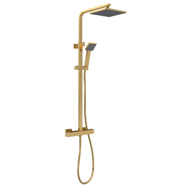 Nuie Bar Shower Valves Brushed Brass Nuie Square Bar Shower Valve With Kit And Fixed Head