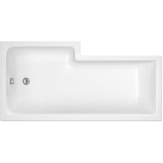 Nuie Shower Baths,Nuie,Modern Shower Baths 1500mm x 750mm/850mm / Right Nuie Square L Shape Shower Bath - White