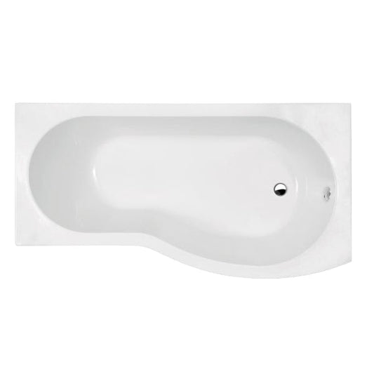 Nuie Shower Baths,Nuie,Modern Shower Baths 1500mm x 700mm/850mm / Right Nuie Square P Shape Shower Bath - White