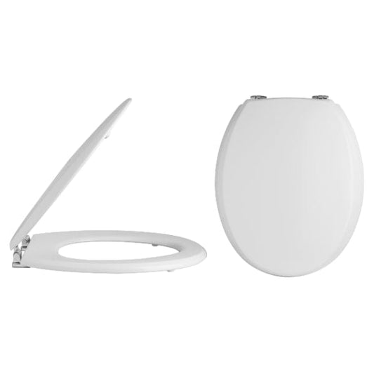 Nuie Toilet Seats Nuie Standard Close Toilet Seat With Chrome Hinges - White