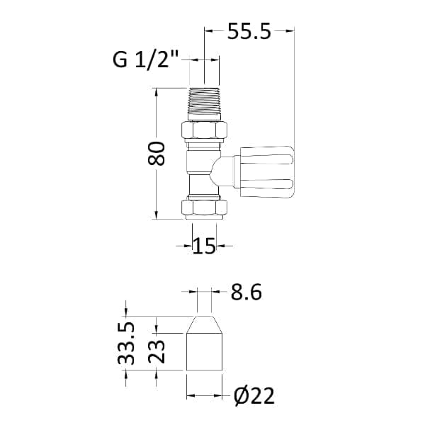 Nuie Manual Radiator Valves Nuie Straight Radiator Valves Pair - Chrome