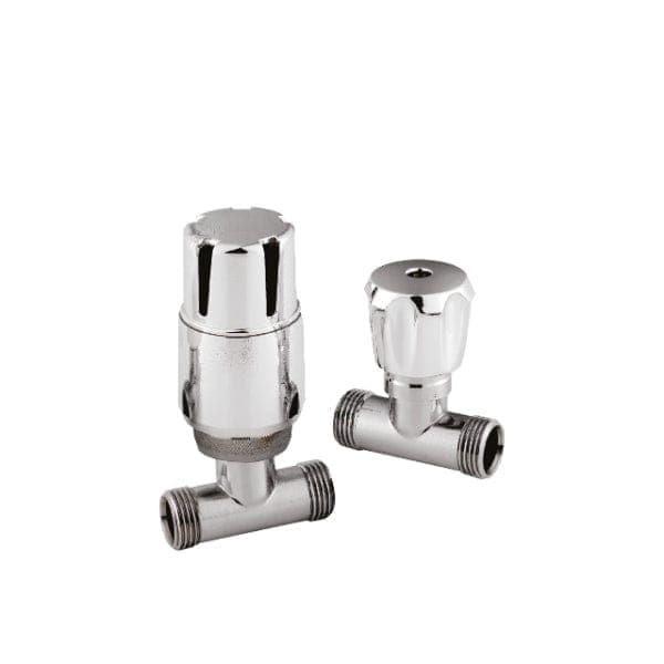Nuie Manual Radiator Valves Nuie Straight Radiator Valves Pair Pack - 97mm High - Chrome