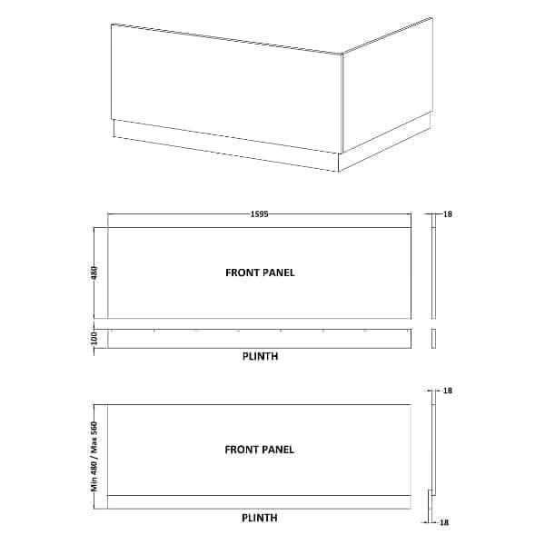 Nuie Bath Panels,Nuie,Bath Accessories Nuie Straight Shower Bath Front Panel With Plinth - Gloss White