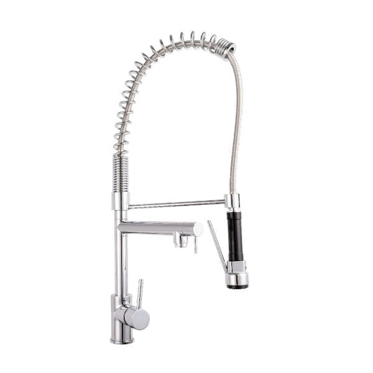 Nuie Kitchen Mixer Taps Nuie Tall Side Action Kitchen Sink Tap With Pull Out Rinser - Chrome