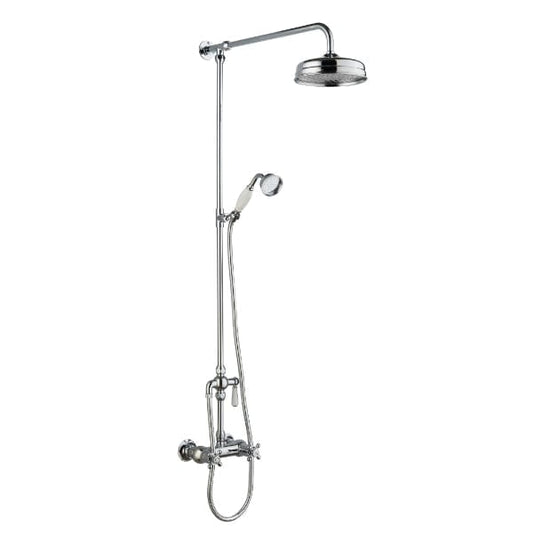 Nuie Bar Shower Valves Nuie Thermostatic Bar Shower Valve Kit With Handset And Fixed Head - Chrome/White