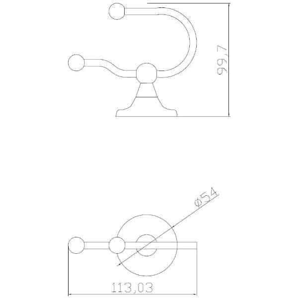 Nuie Robe Hooks Nuie Traditional Double Robe Hook - Chrome