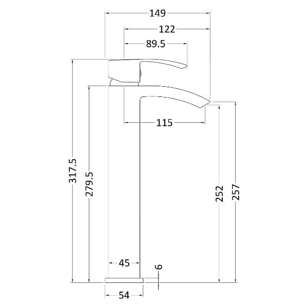 Nuie Tall Basin Mixer Taps,Modern Taps,Deck Mounted Taps Nuie Vibe Tall Mono Basin Mixer Tap - Chrome