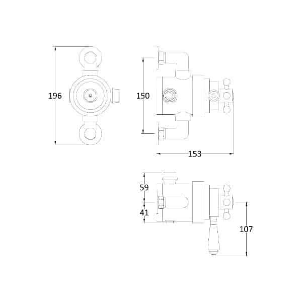 Nuie Exposed Shower Valves Nuie Victorian Concentric Dual Handle Exposed Shower Valve - Chrome