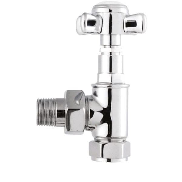 Nuie Manual Radiator Valves Nuie Victorian Crosshead Angled Radiator Valves Pair - Chrome