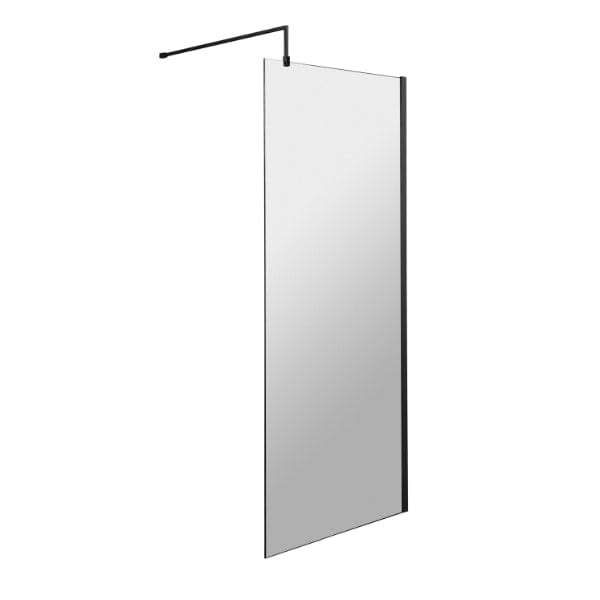 Nuie Wet Room Glass & Screens 700mm / Matt Black Nuie Wetroom Screen And Support Bar