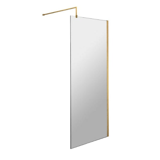 Nuie Wet Room Glass & Screens 700mm / Brushed Brass Nuie Wetroom Screen And Support Bar
