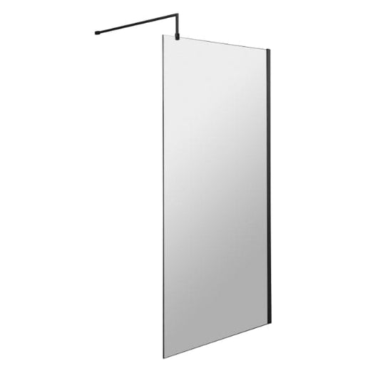 Nuie Wet Room Glass & Screens 1100mm / Matt Black Nuie Wetroom Screen And Support Bar