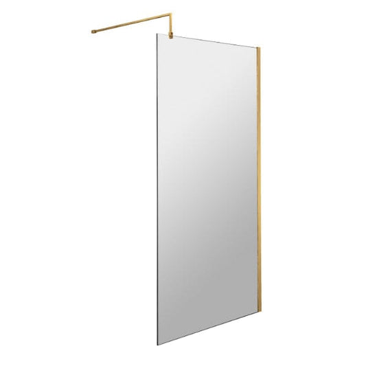 Nuie Wet Room Glass & Screens 800mm / Brushed Brass Nuie Wetroom Screen And Support Bar