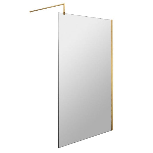 Nuie Wet Room Glass & Screens 1000mm / Brushed Brass Nuie Wetroom Screen And Support Bar