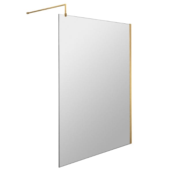 Nuie Wet Room Glass & Screens 1200mm / Brushed Brass Nuie Wetroom Screen And Support Bar
