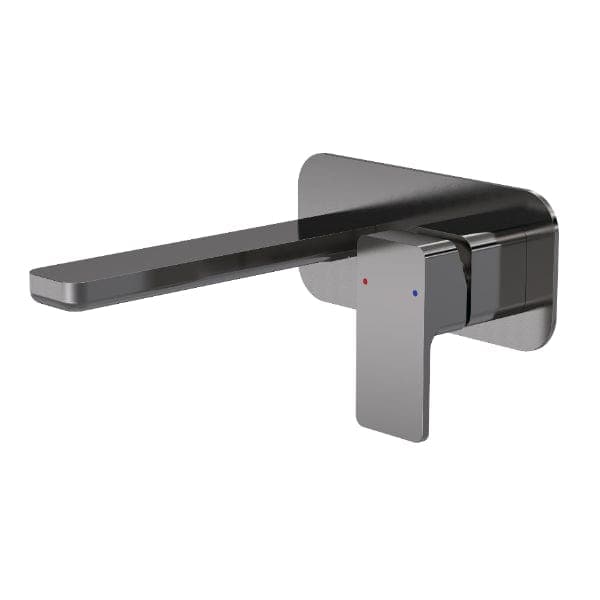 Nuie Wall Mounted Taps,Basin Mixer Taps,Modern Taps Brushed Gun Metal Nuie Windon 2-Hole Wall Mounted Basin Mixer Tap With Plate