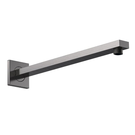 Nuie Shower Arms Brushed Gun Metal Nuie Windon 410mm Long Rectangular Wall Mounted Shower Arm