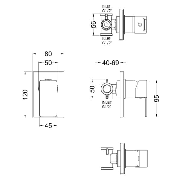 Nuie Manual Shower Valves Nuie Windon Single Handle Manual Concealed Shower Valve - Chrome