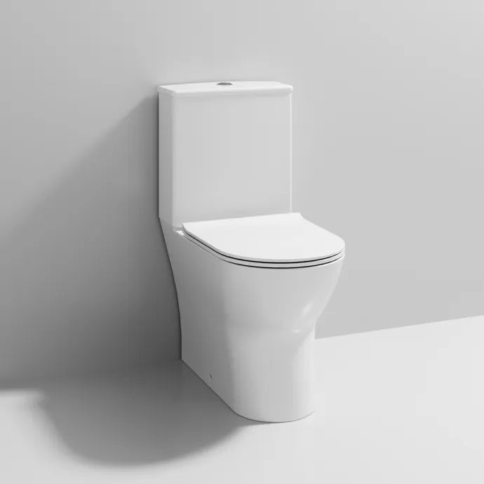 Freya Flush To Wall Close Coupled Toilet with Soft Close Seat & Cistern - White