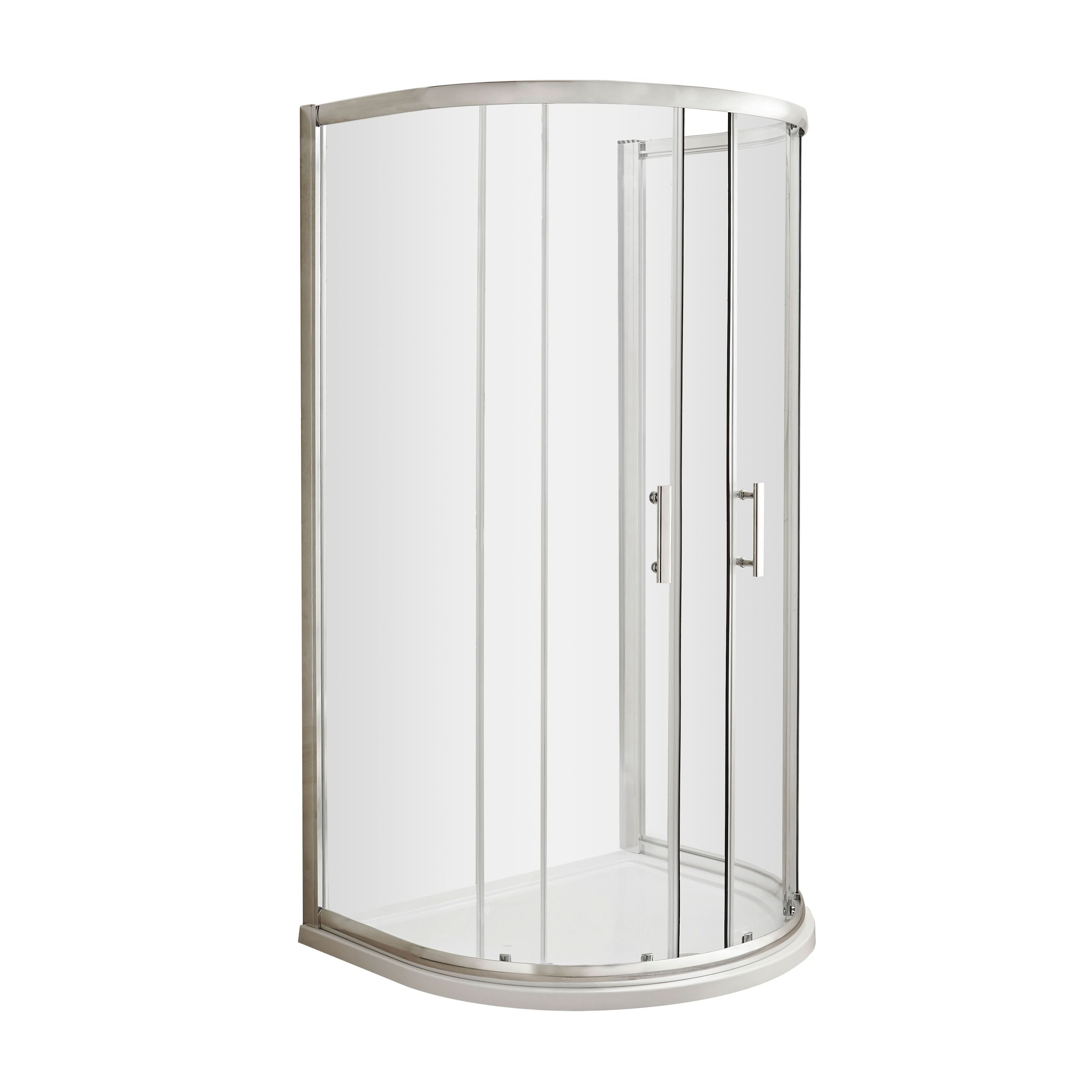 Nuda 6mm Toughened Glass D-Shaped Shower Enclosure - Chrome