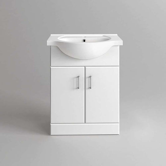 iBathUK Furniture > Combination Vanity Units 550mm Quartz MDF Gloss White Tallboy Vanity Unit with Basin and Back to Wall Toilet