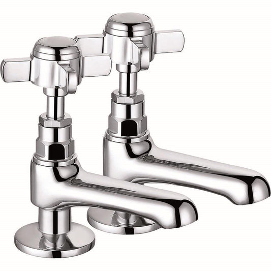 VeeBath Richmond Bath Taps Traditional Twin Bathroom Hot & Cold Faucet - Chrome