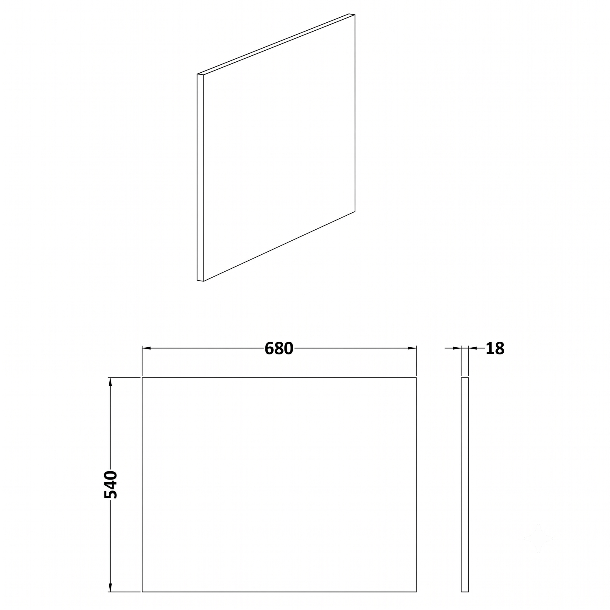 Kudos PVC Square Shower Bath End Panel - 700mm x 540mm - Gloss White