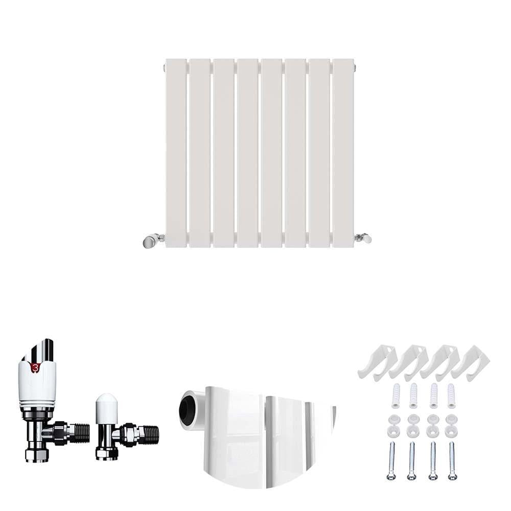 VeeBath Heating > Designer Radiators 600x608mm + White Sloane Designer Horizontal Single Column Flat Panel Radiator with Angled Valve