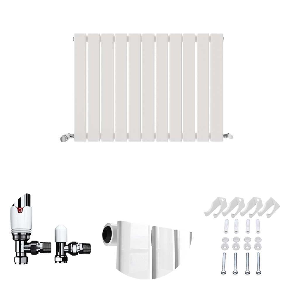 VeeBath Heating > Designer Radiators 600x836mm + White Sloane Designer Horizontal Single Column Flat Panel Radiator with Angled Valve