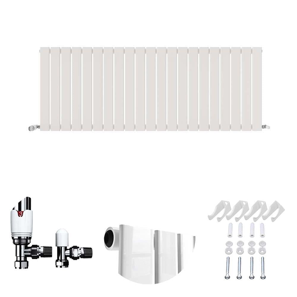 VeeBath Heating > Designer Radiators 600x1596mm + White Sloane Designer Horizontal Single Column Flat Panel Radiator with Angled Valve